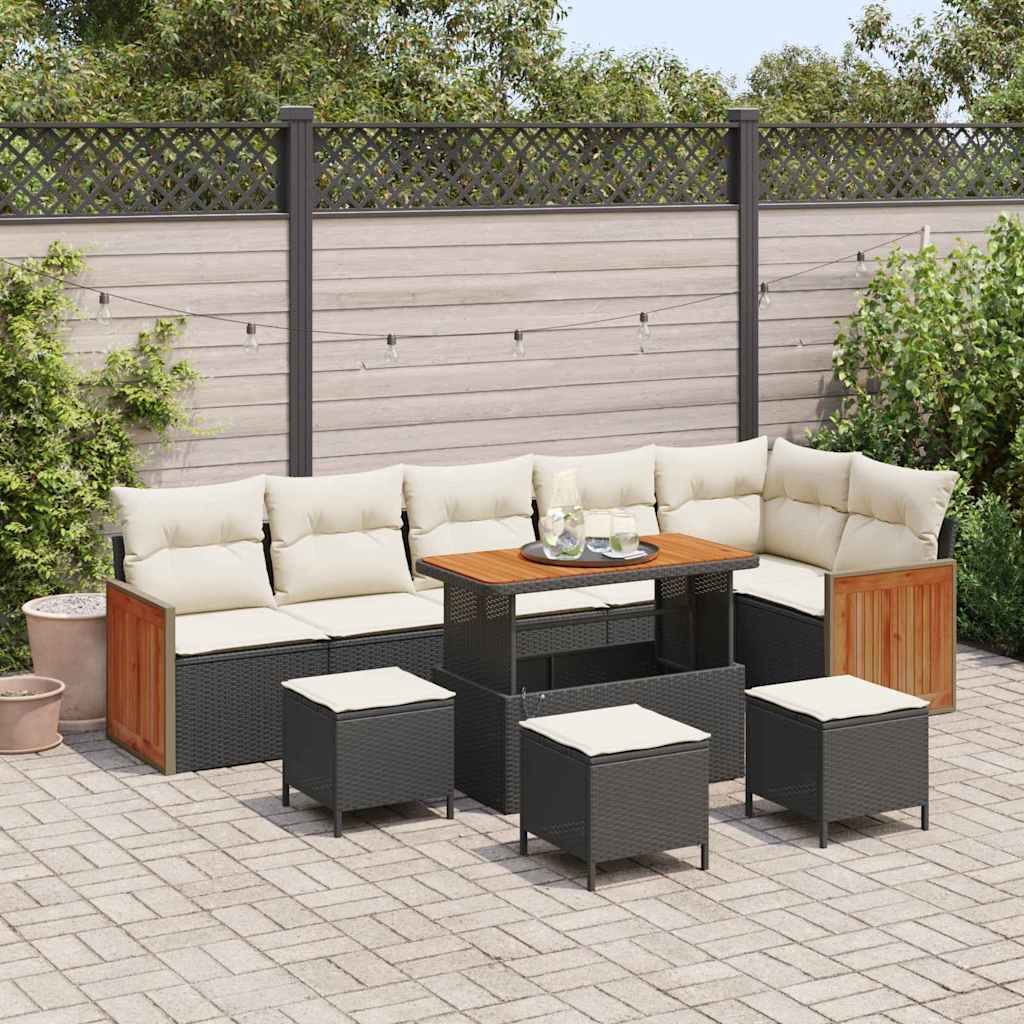 Gartensofa-set 12 stk. 8-Sitzanzahl Schwarz und Creme