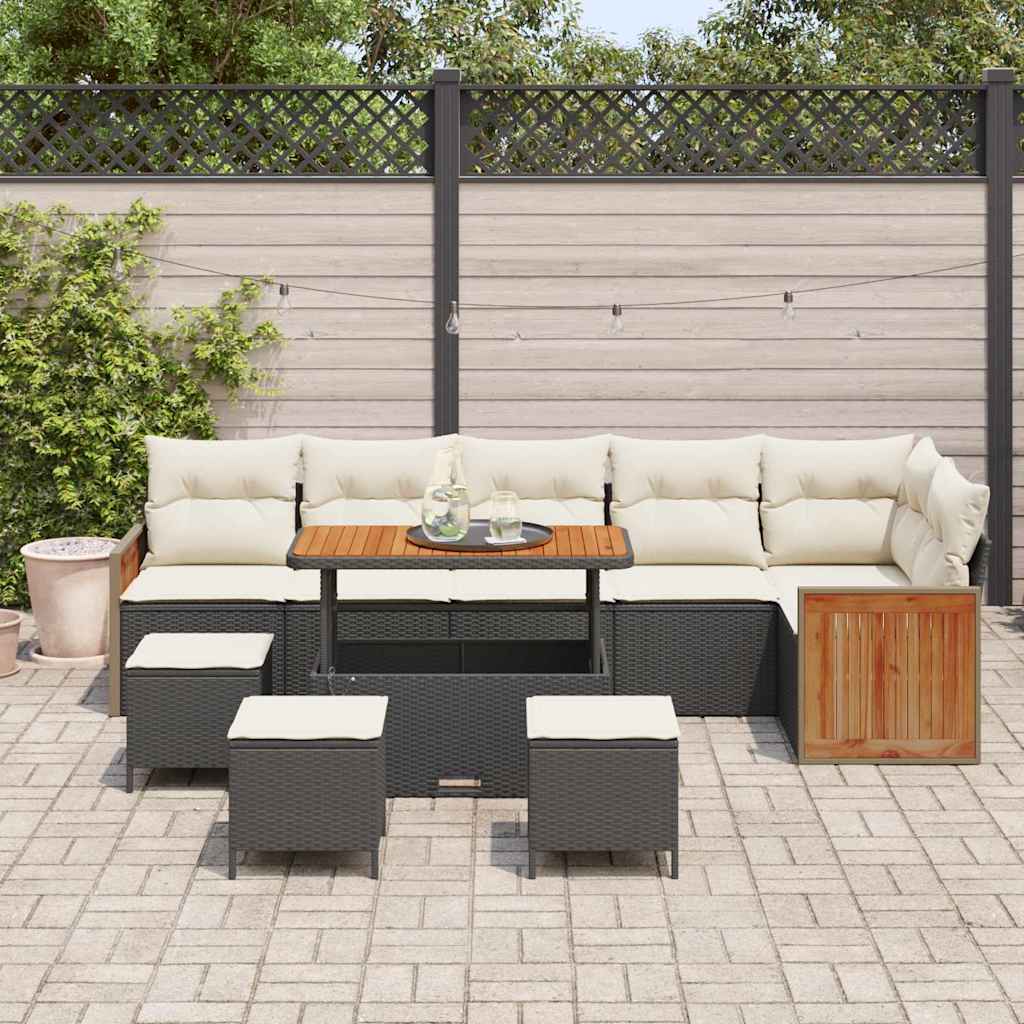 Gartensofa-set 12 stk. 8-Sitzanzahl Schwarz und Creme
