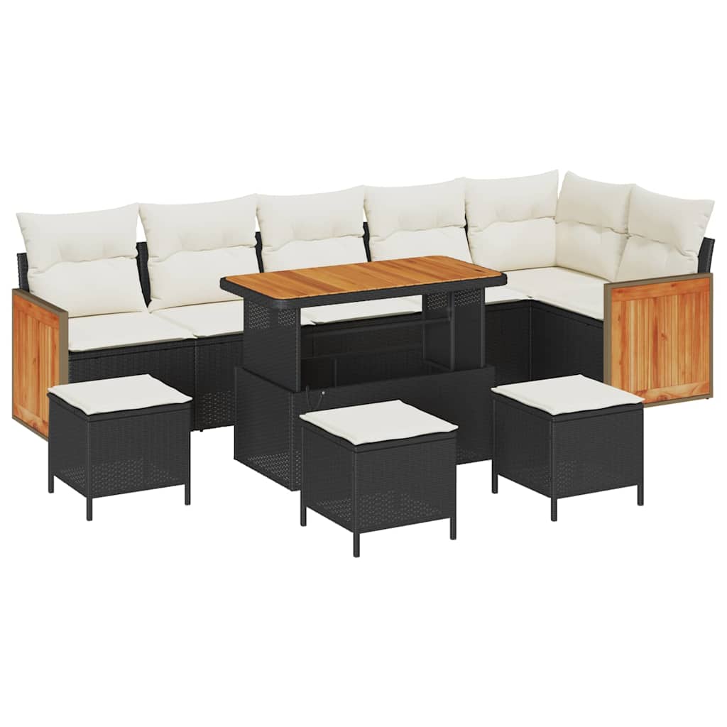 Gartensofa-set 12 stk. 8-Sitzanzahl Schwarz und Creme