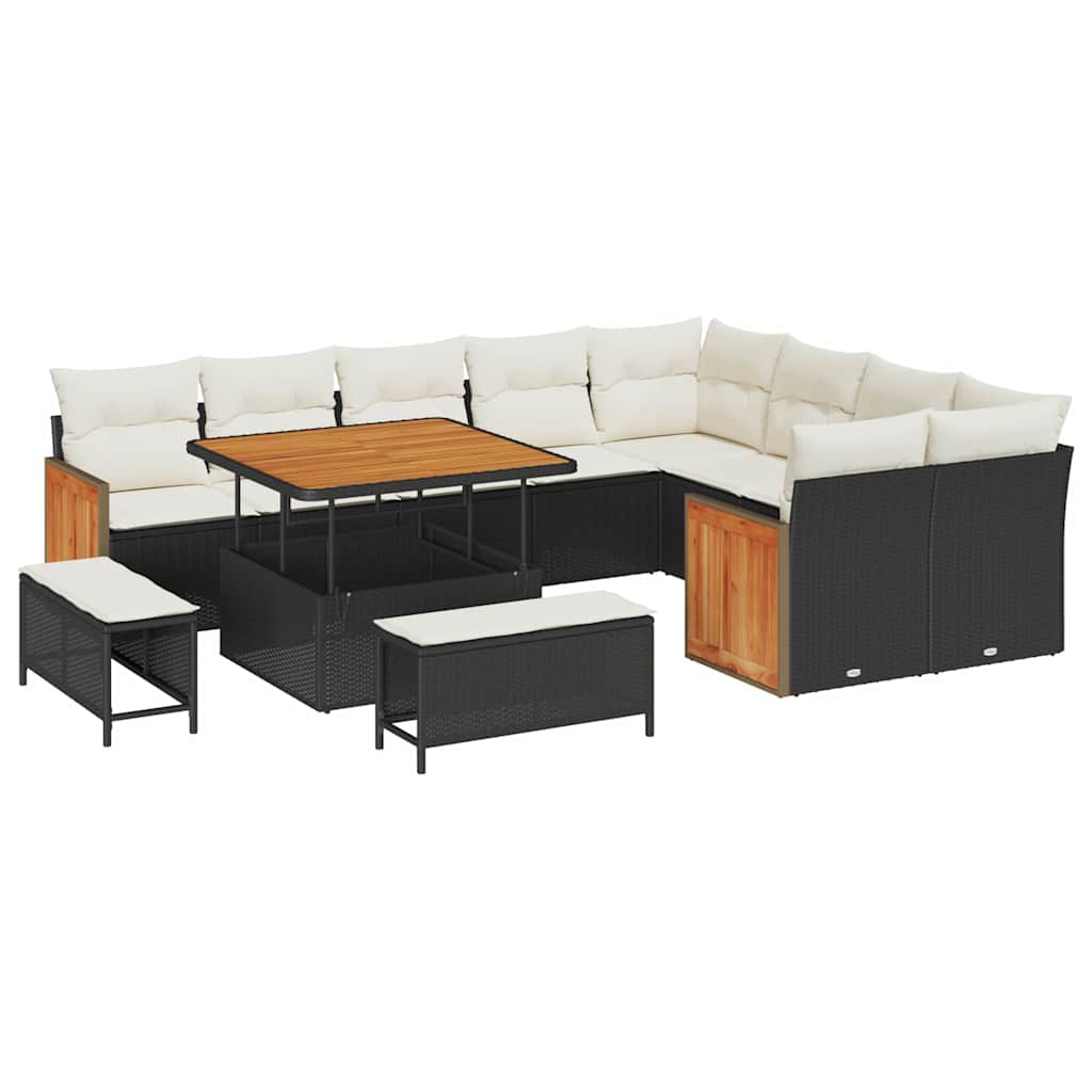 Gartensofa-set 13 stk. 11-Sitzanzahl Schwarz und Creme