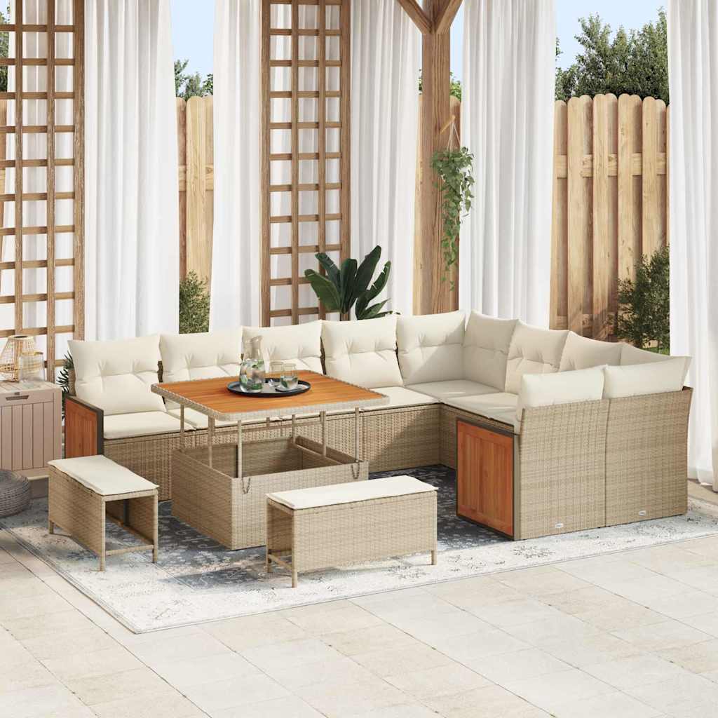 Gartensofa-set 13 Stk. 11-Sitzanzahl Beige und Creme