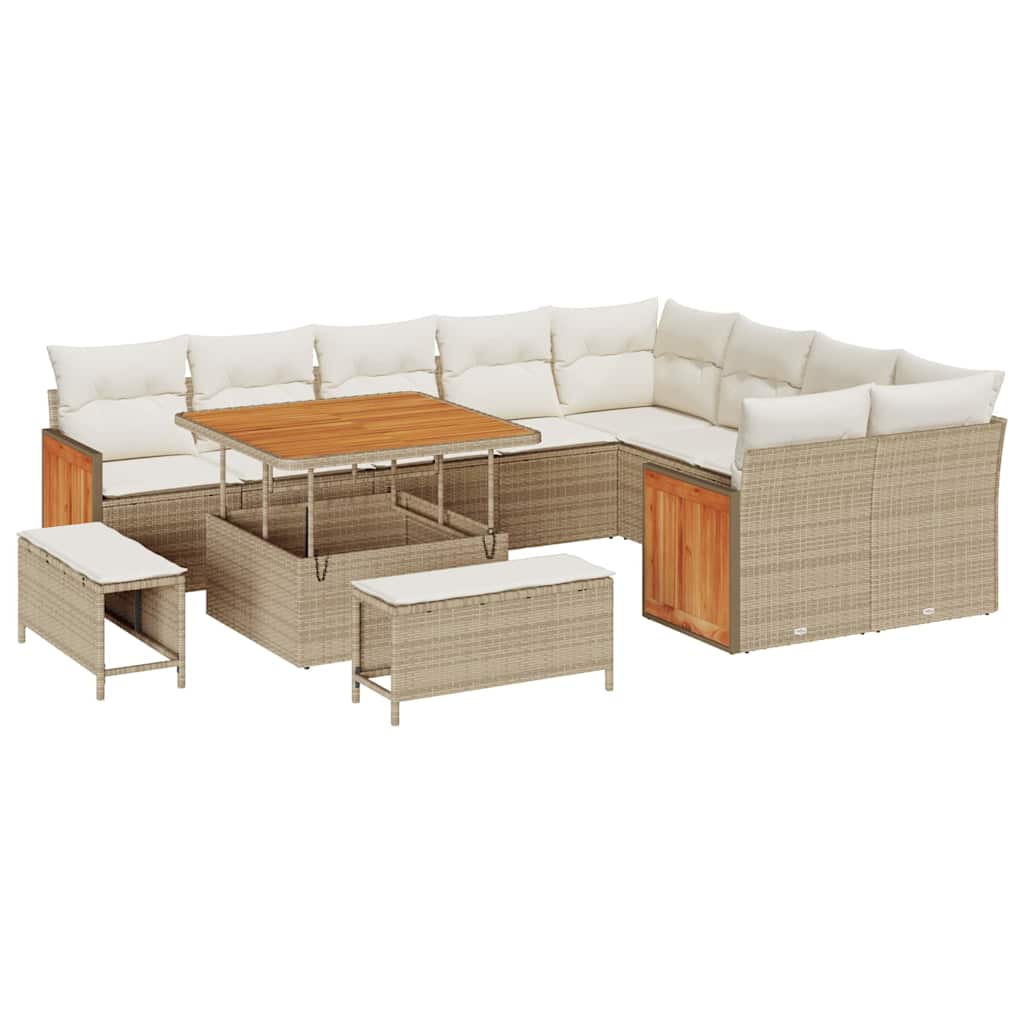 Gartensofa-set 13 Stk. 11-Sitzanzahl Beige und Creme