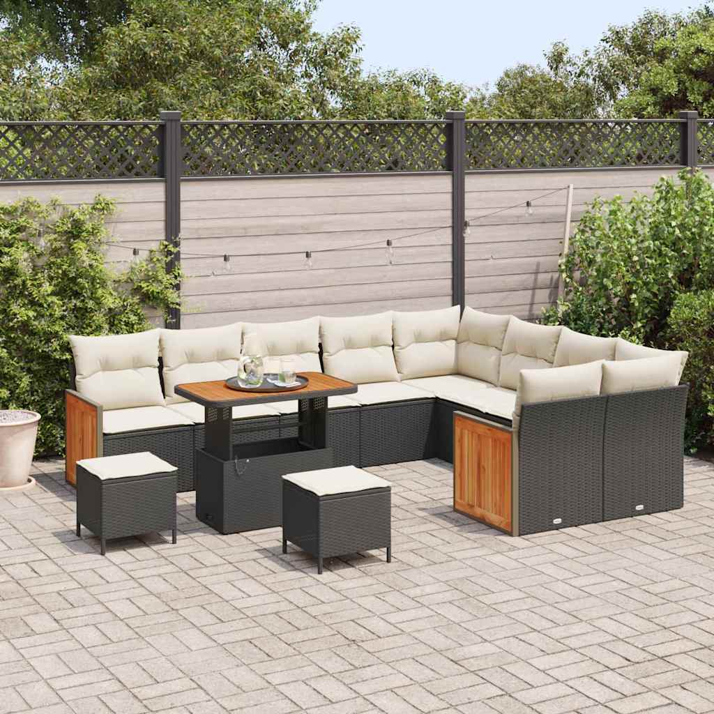 Gartensofa-set 13 Stk. 9-Sitzanzahl Schwarz und Creme