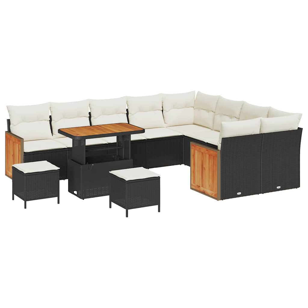 Gartensofa-set 13 Stk. 9-Sitzanzahl Schwarz und Creme