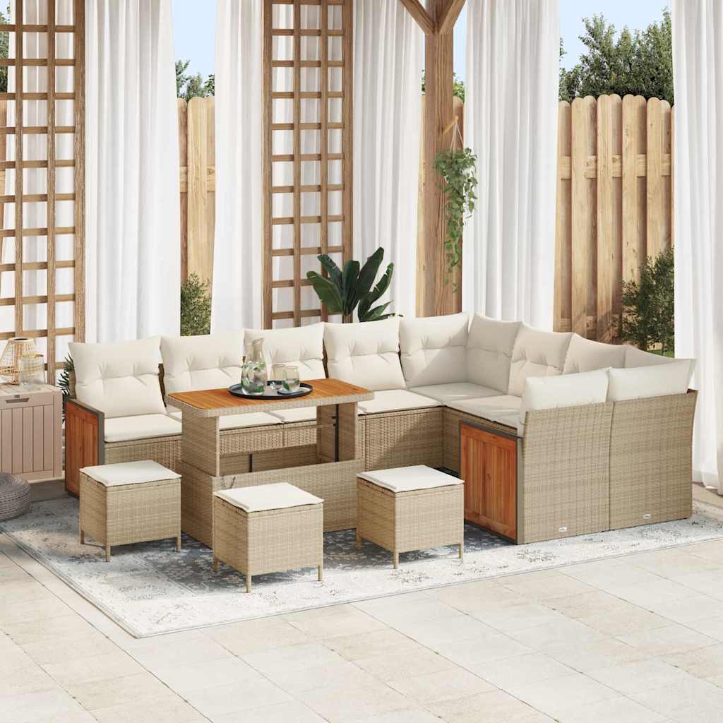 Gartensofa-set 14 Stk. 10-Sitzanzahl Beige und Creme