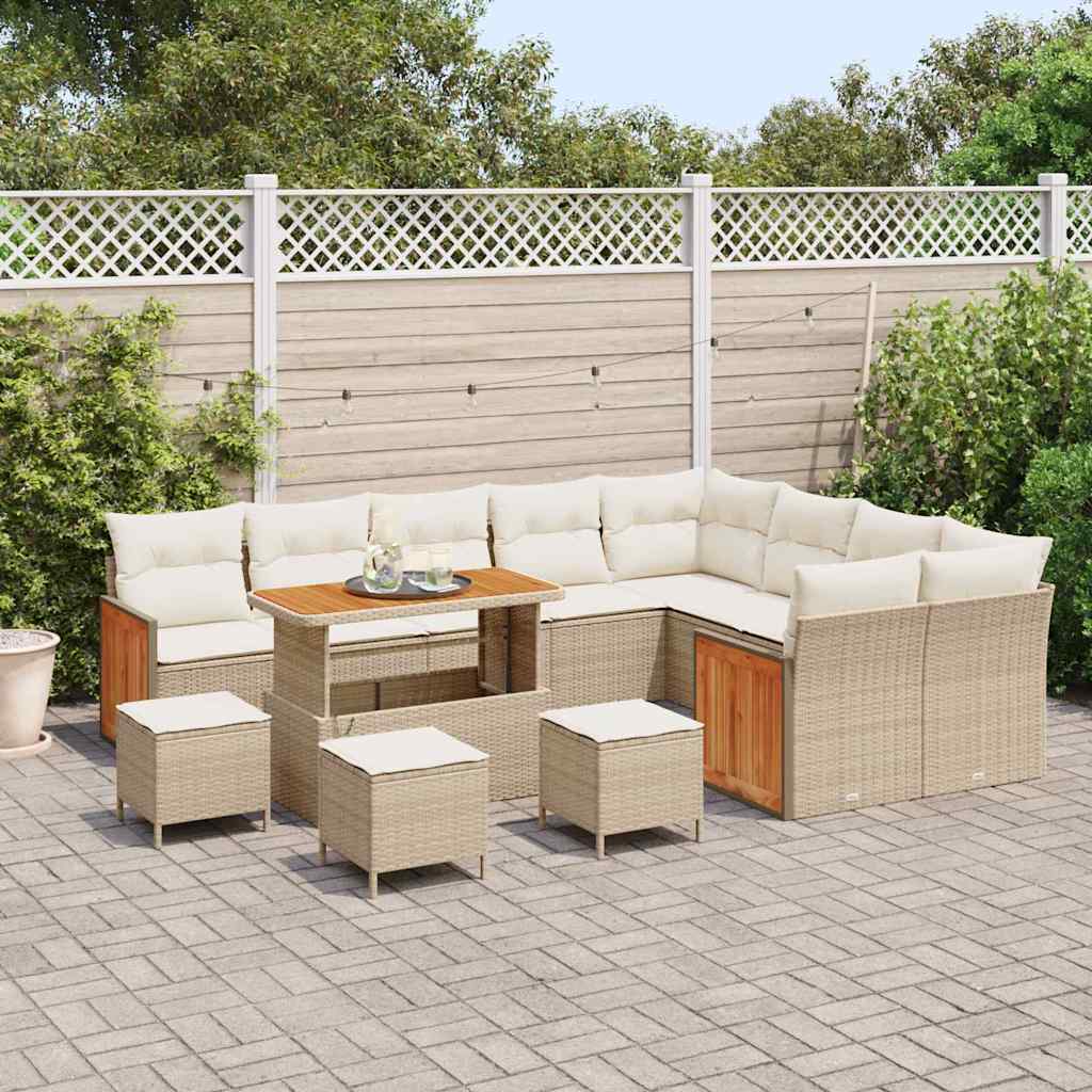 Gartensofa-set 14 Stk. 10-Sitzanzahl Beige und Creme