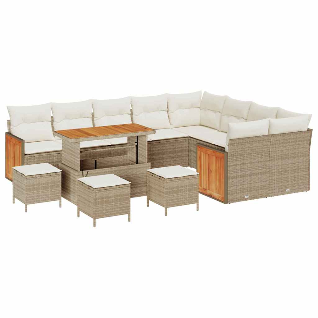 Gartensofa-set 14 Stk. 10-Sitzanzahl Beige und Creme