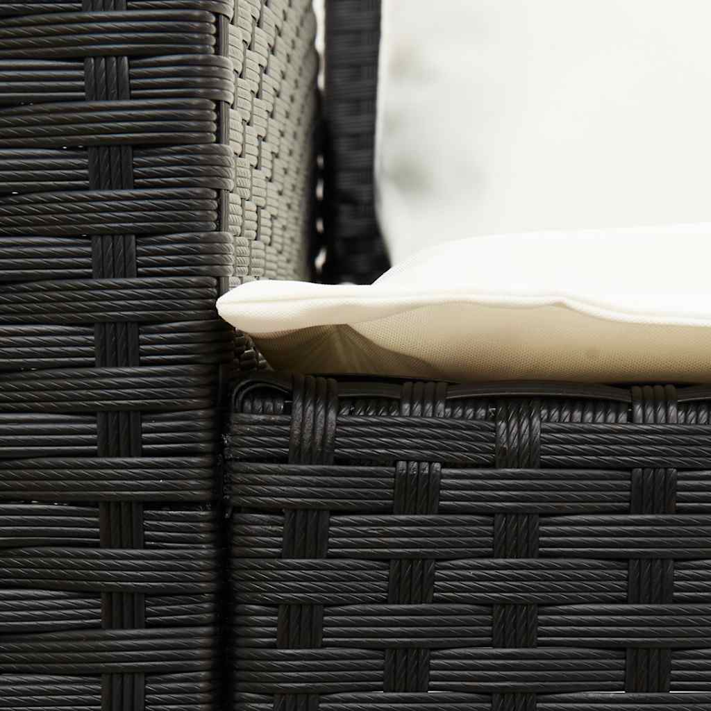4tlg. Garten-Sofagarnitur mit Kissen L-Form Schwarz Poly Rattan