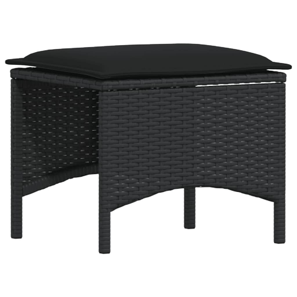4tlg. Garten-Sofagarnitur mit Kissen L-Form Schwarz Poly Rattan