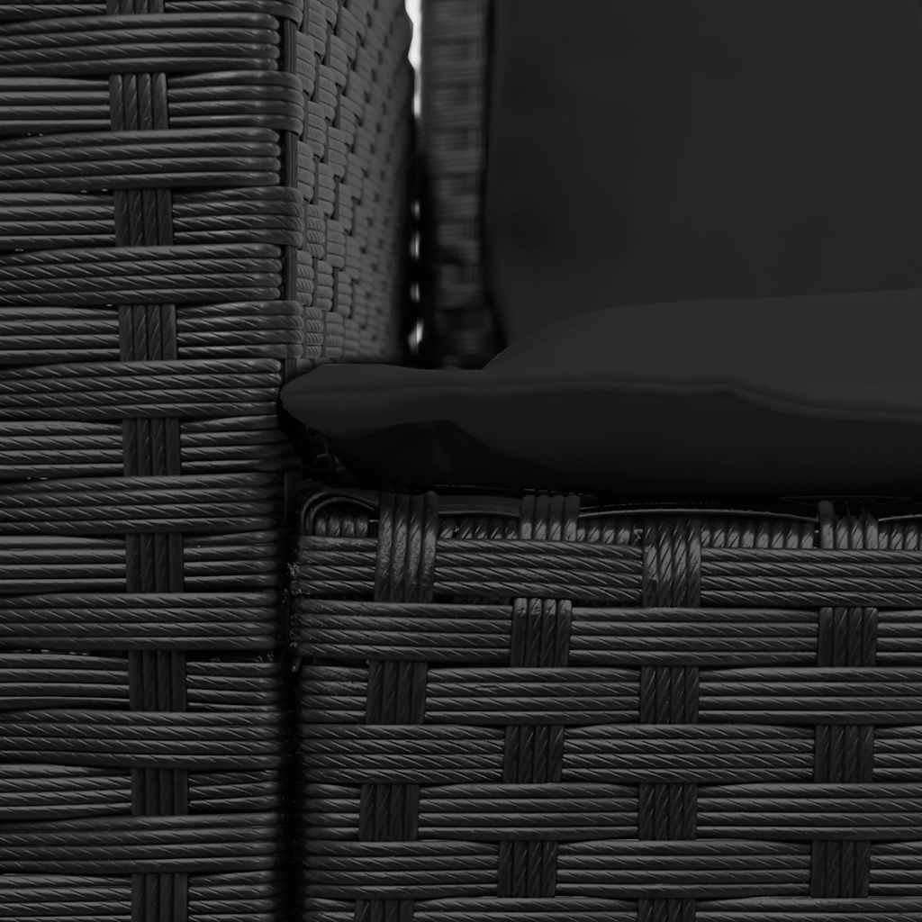 4tlg. Garten-Sofagarnitur mit Kissen L-Form Schwarz Poly Rattan