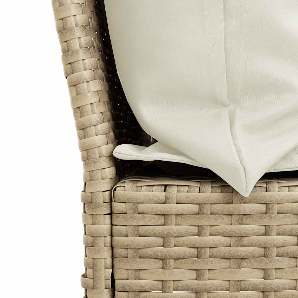 Gartensofa mit Kissen Beige Poly Rattan