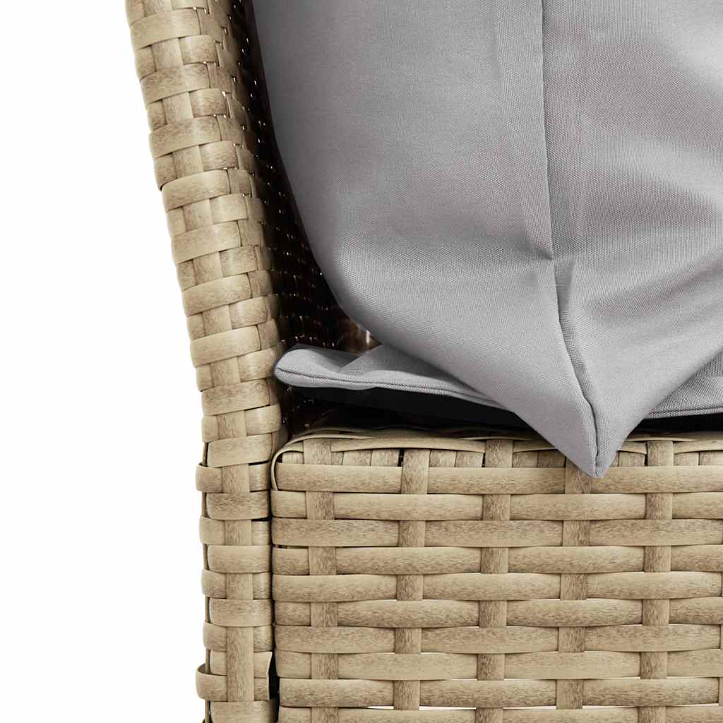 Gartensofa mit Kissen Beige Poly Rattan