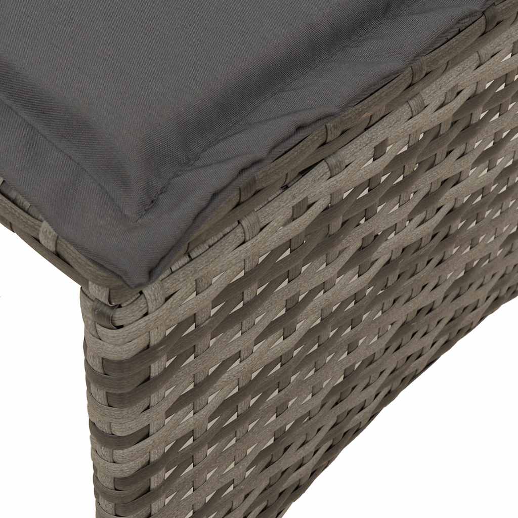 4-tlg. Garten-Sofagarnitur mit Kissen Grau Poly Rattan