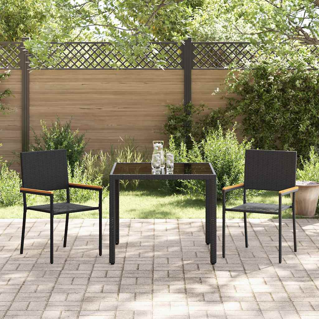 Garten Essgruppe 3 Stk. Schwarz Poly-Rattan