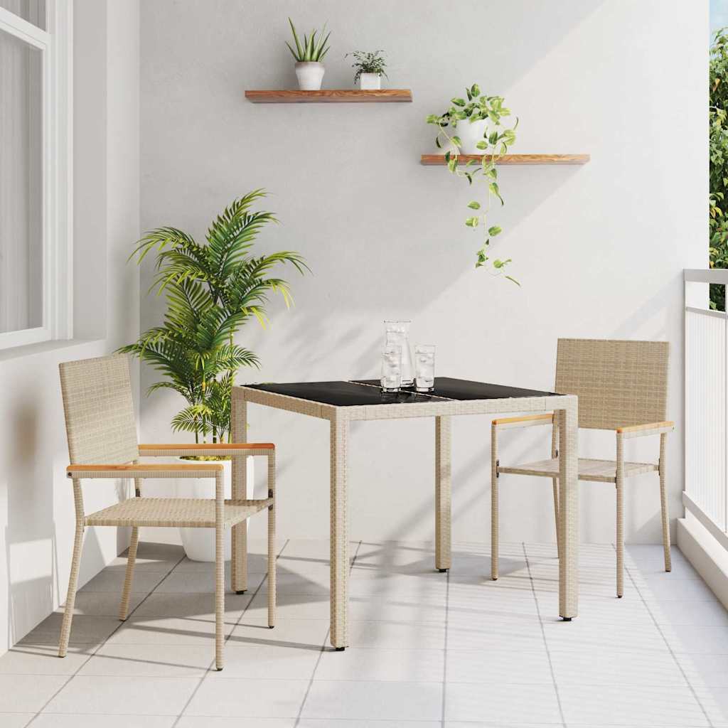 Garten Essgruppe 3 stk. Beige Poly-Rattan