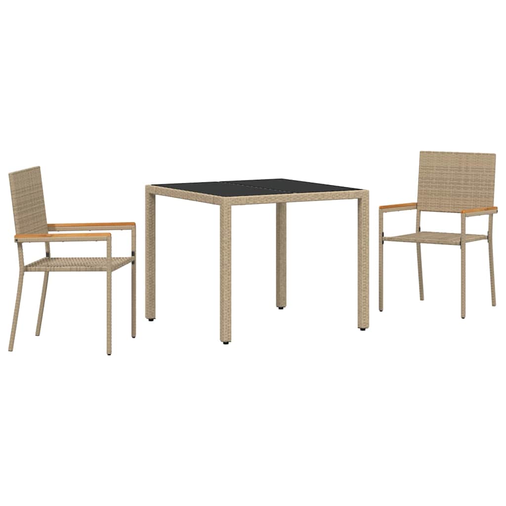 Garten Essgruppe 3 stk. Beige Poly-Rattan
