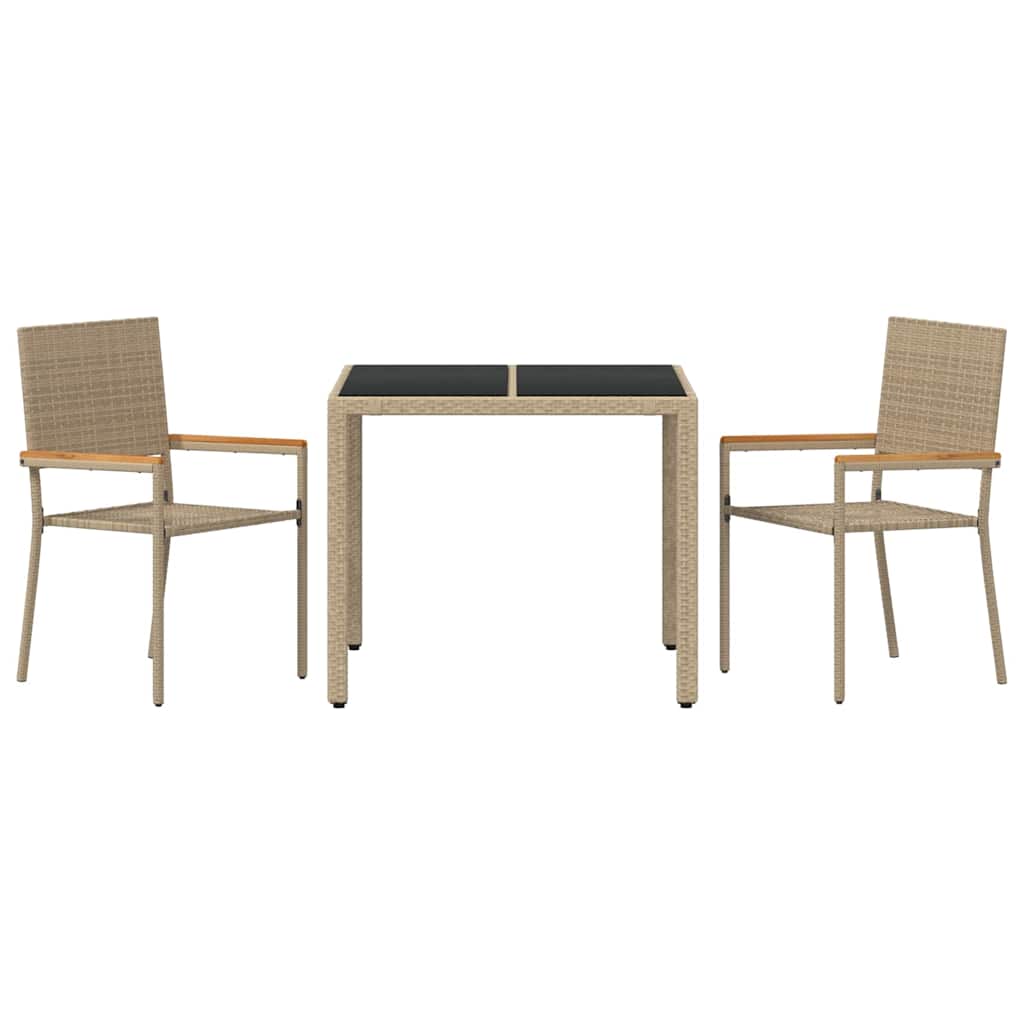 Garten Essgruppe 3 stk. Beige Poly-Rattan