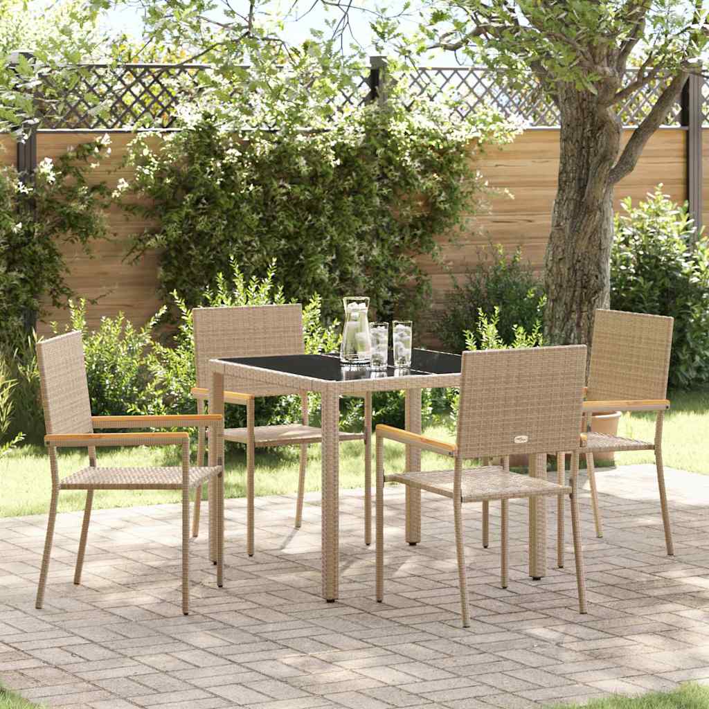 Garten Essgruppe 5 stk. Beige Poly-Rattan
