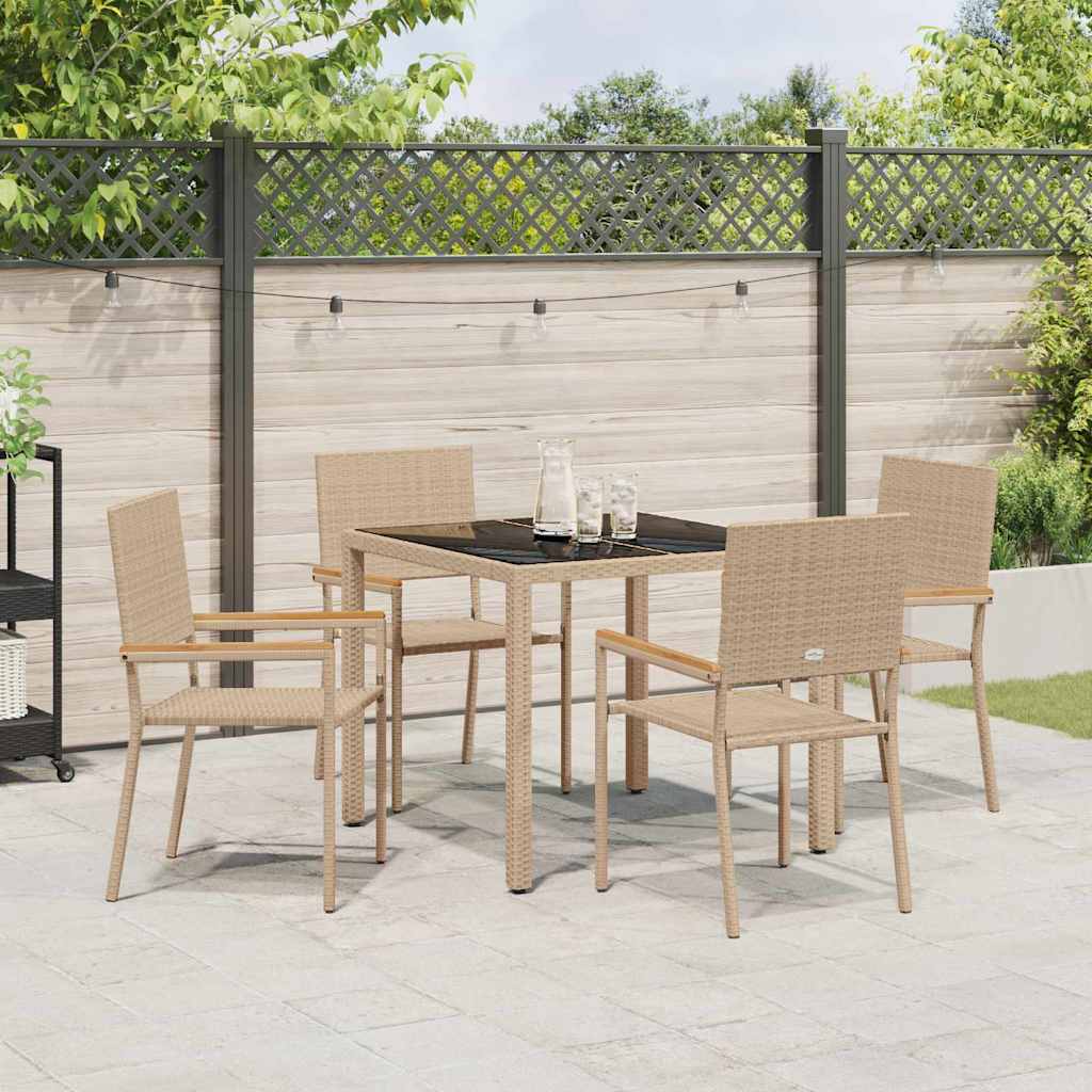Garten Essgruppe 5 stk. Beige Poly-Rattan