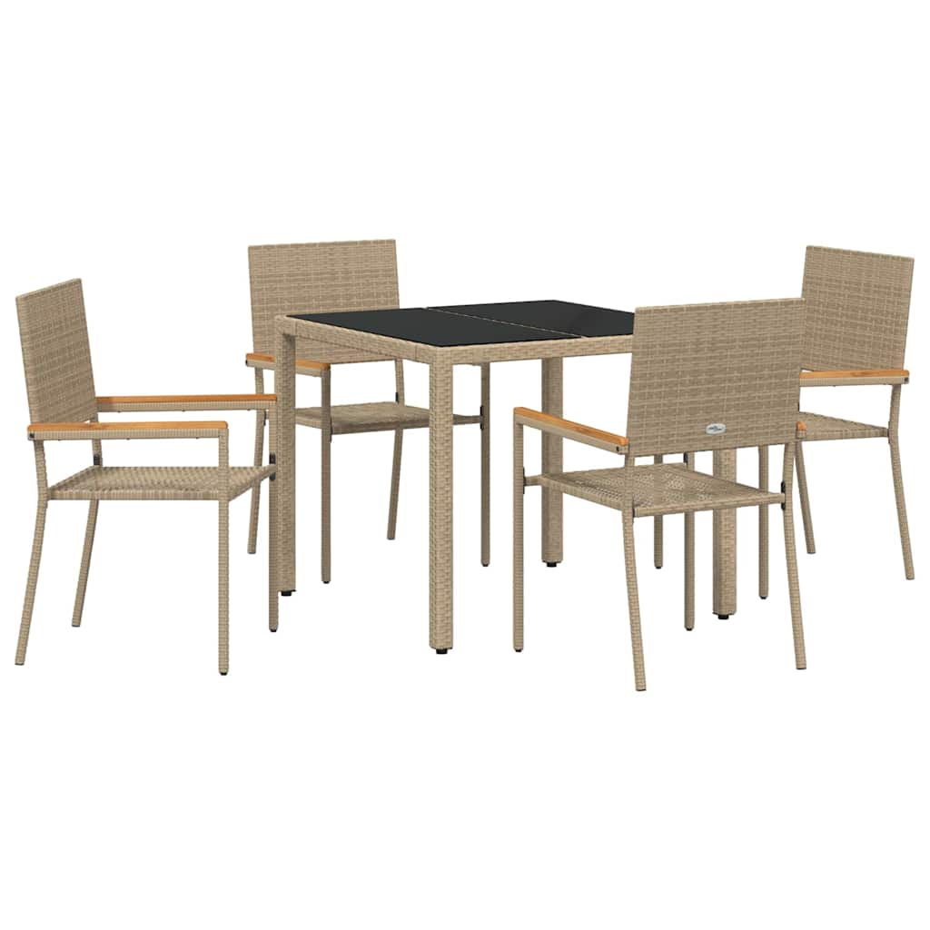 Garten Essgruppe 5 stk. Beige Poly-Rattan