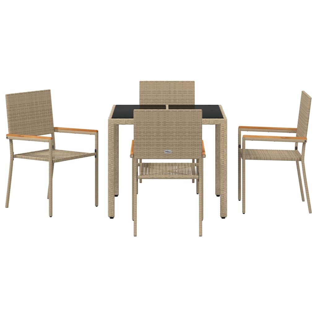 Garten Essgruppe 5 stk. Beige Poly-Rattan