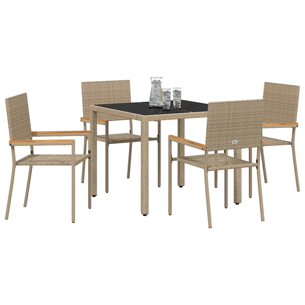 Garten Essgruppe 5 stk. Beige Poly-Rattan