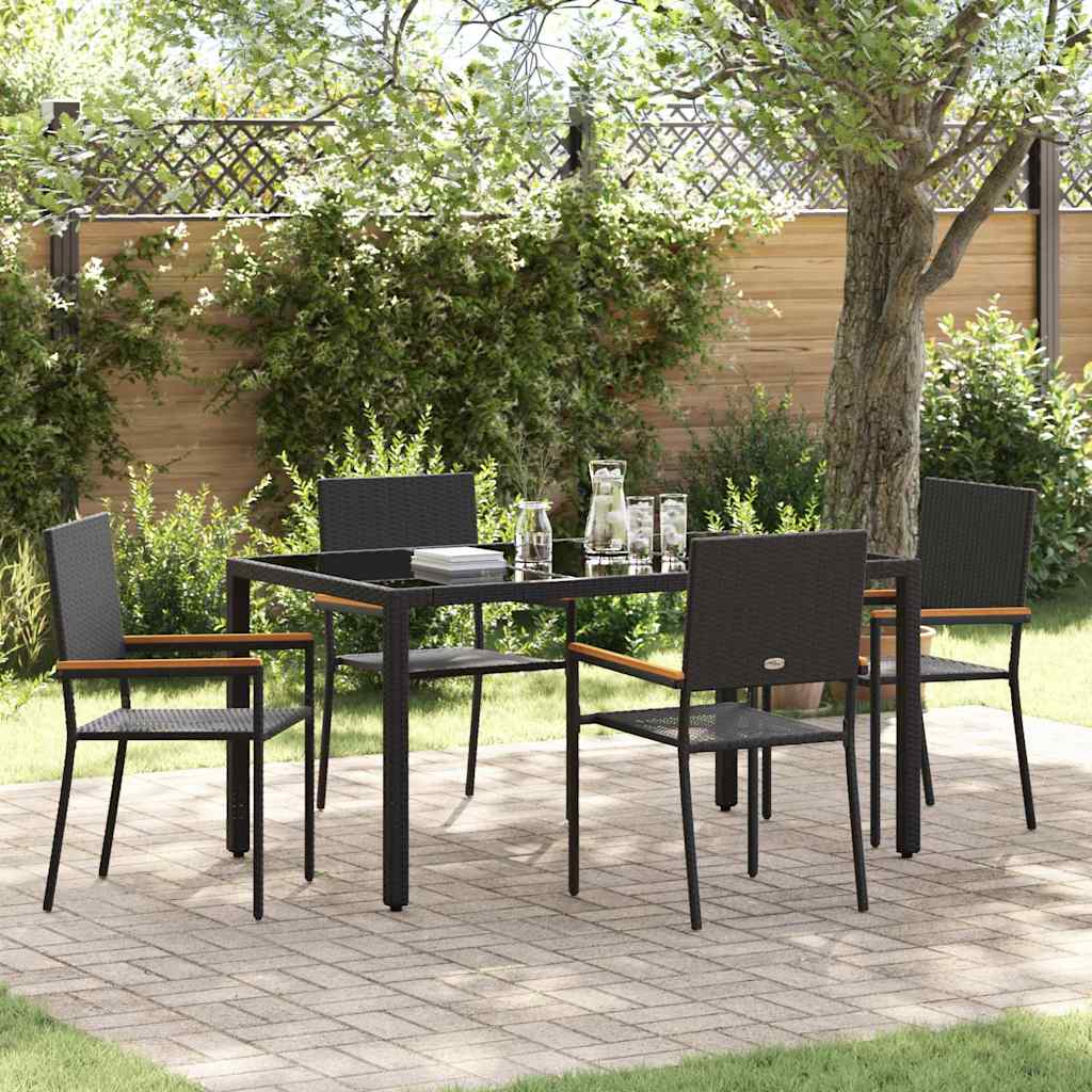 Garten Essgruppe 5 pcs Schwarz Poly-Rattan