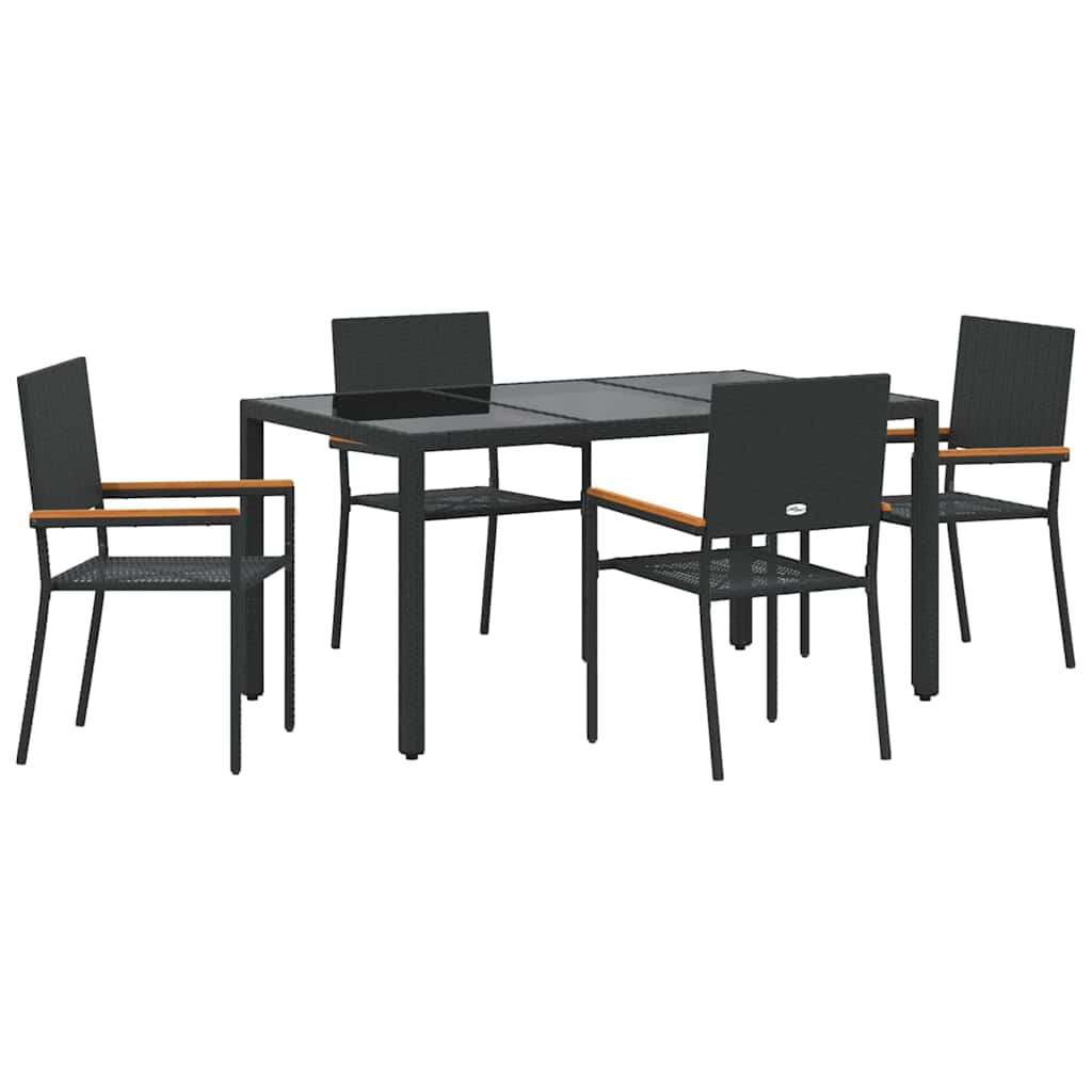 Garten Essgruppe 5 pcs Schwarz Poly-Rattan