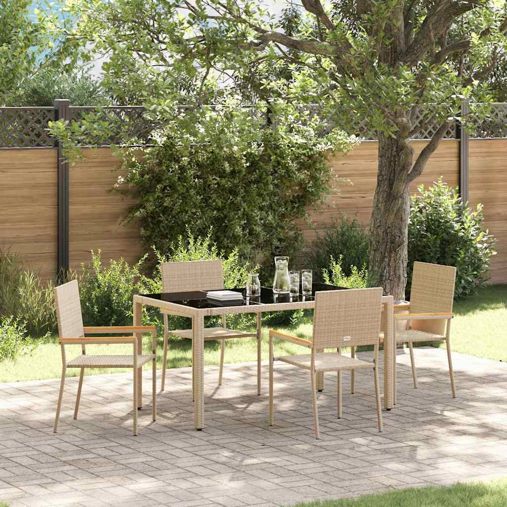 Garten Essgruppe 5 Stk. Beige Poly-Rattan
