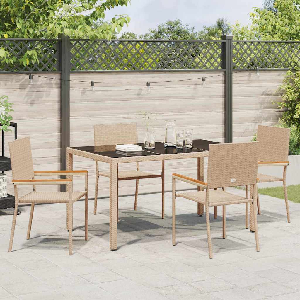 Garten Essgruppe 5 Stk. Beige Poly-Rattan