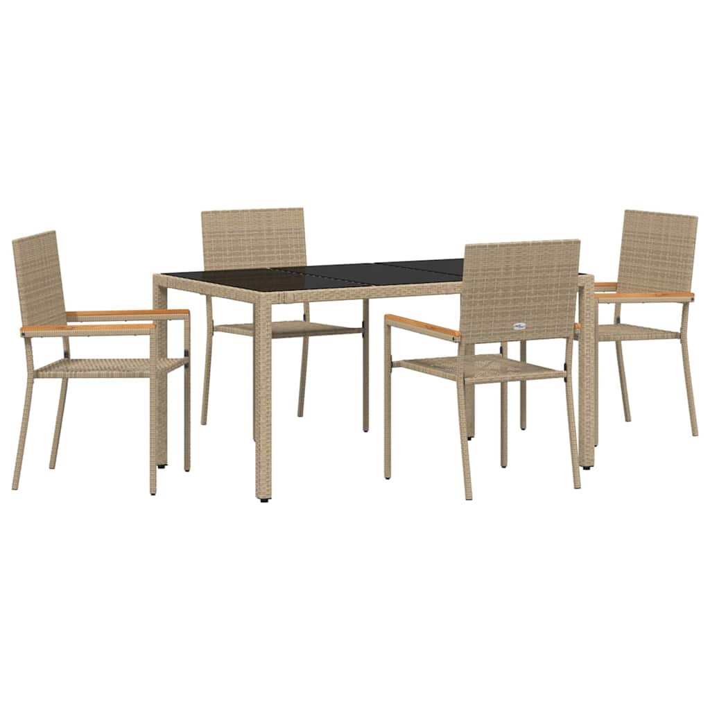 Garten Essgruppe 5 Stk. Beige Poly-Rattan