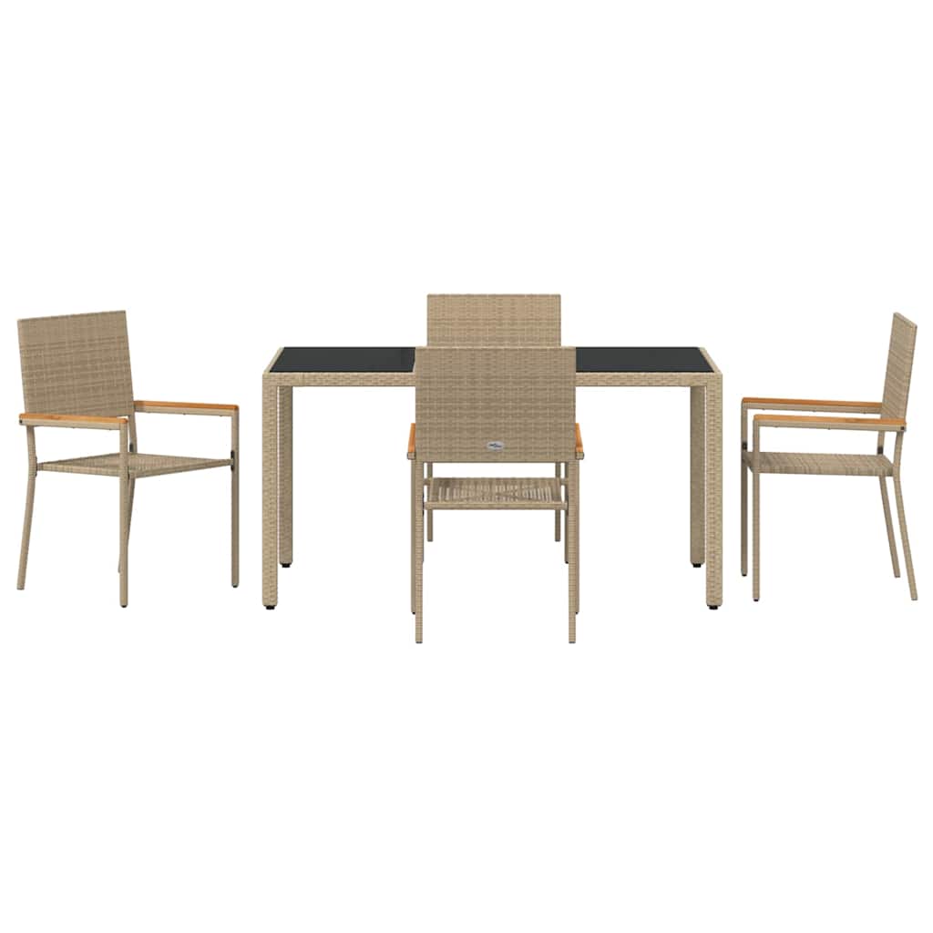 Garten Essgruppe 5 Stk. Beige Poly-Rattan