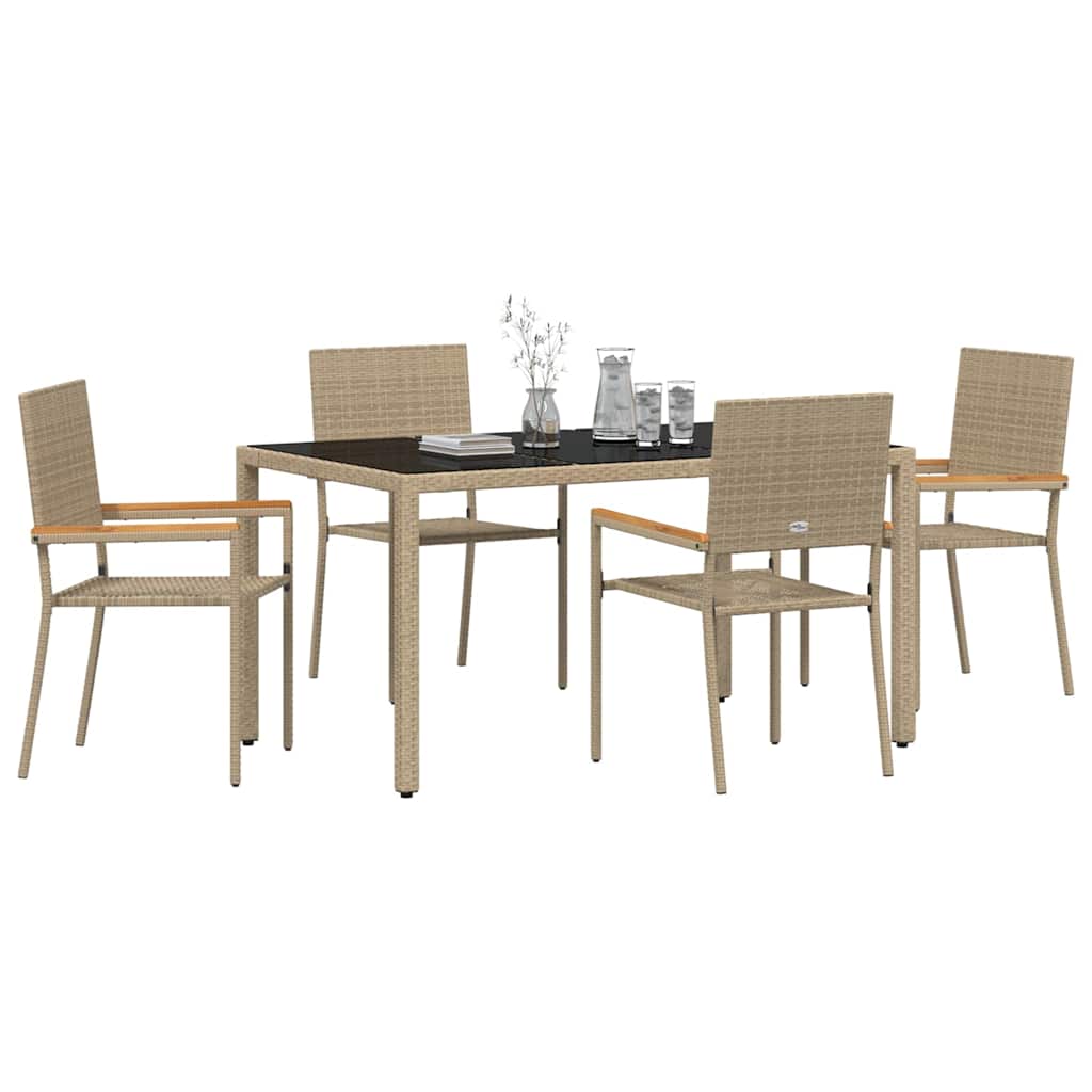 Garten Essgruppe 5 pcs Beige Poly-Rattan