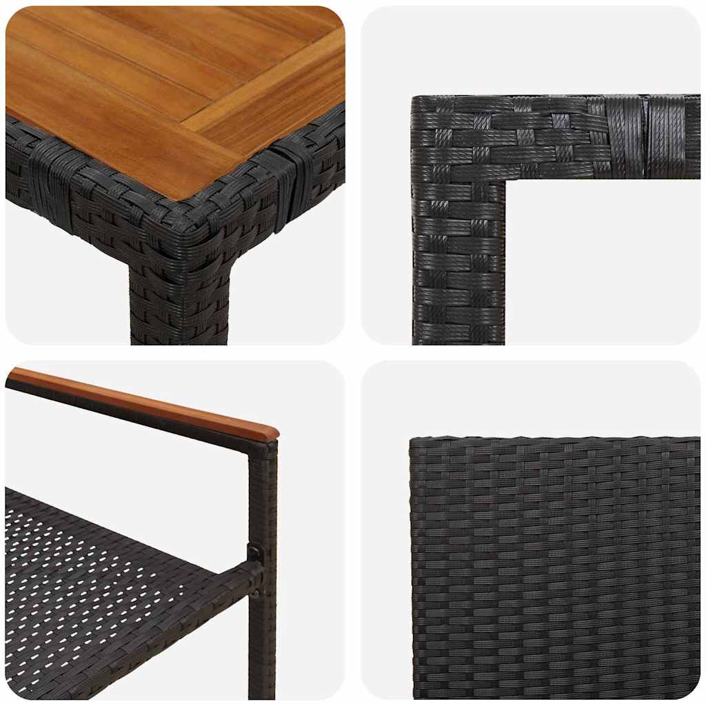 Garten Essgruppe 3 Stk. Schwarz Poly-Rattan