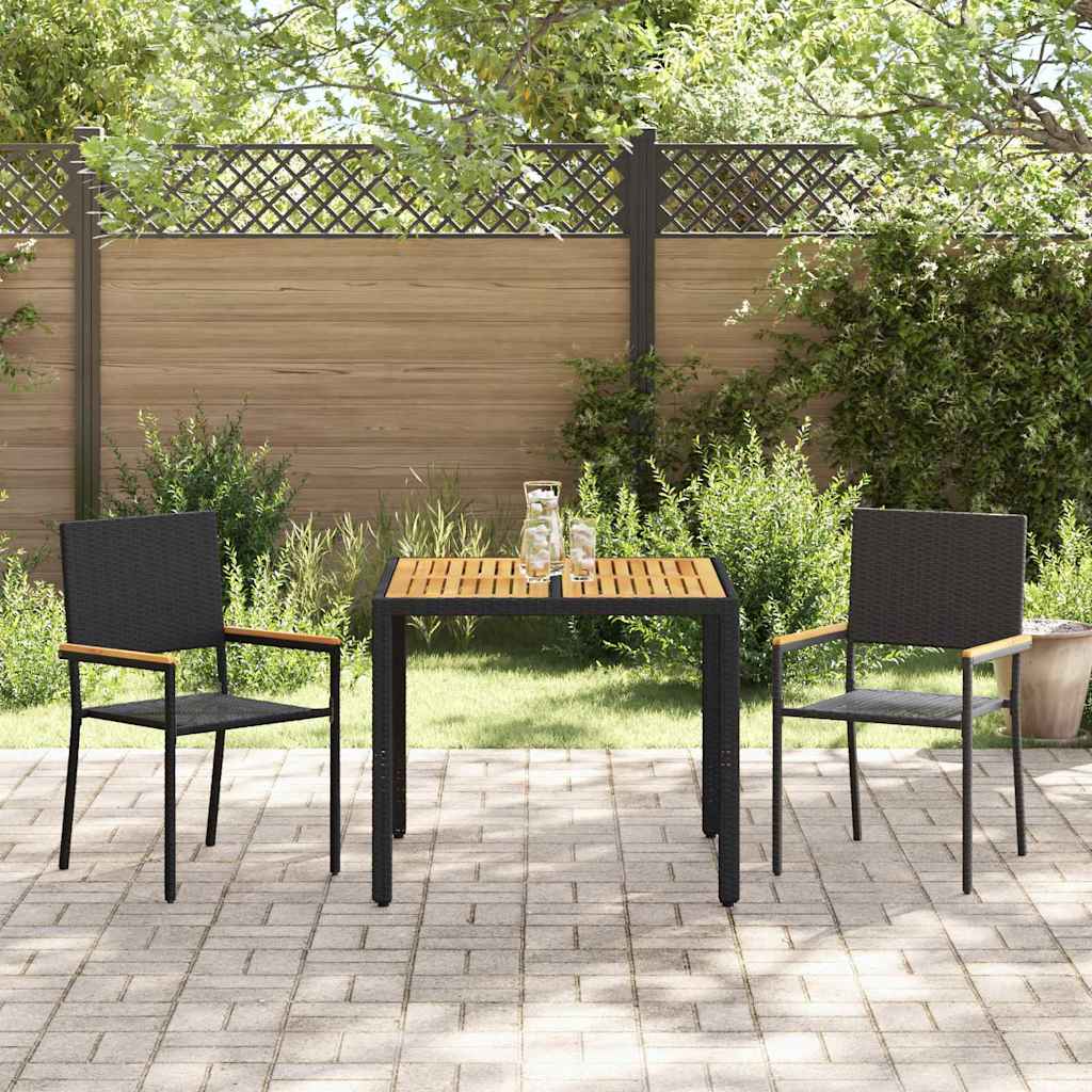 Garten Essgruppe 3 Stk. Schwarz Poly-Rattan