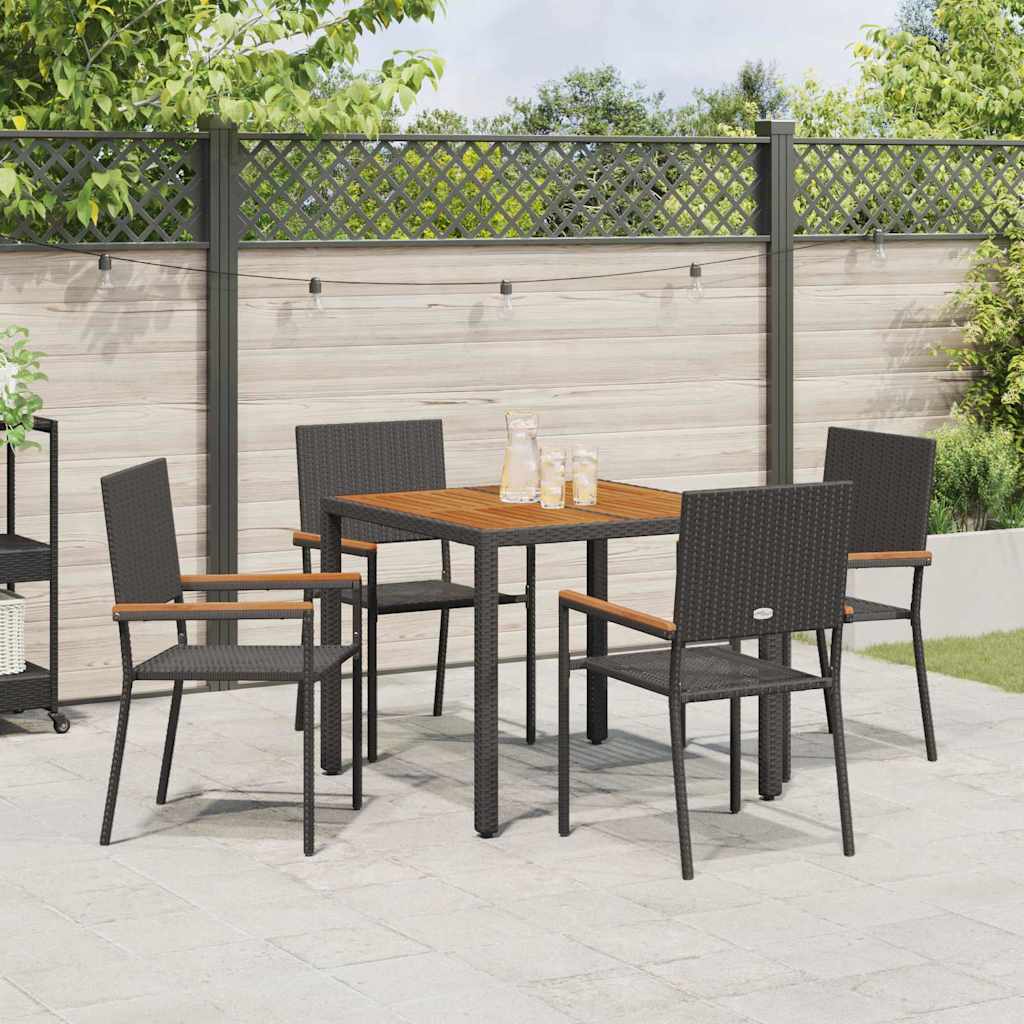 Garten Essgruppe 5 pcs Schwarz Poly-Rattan