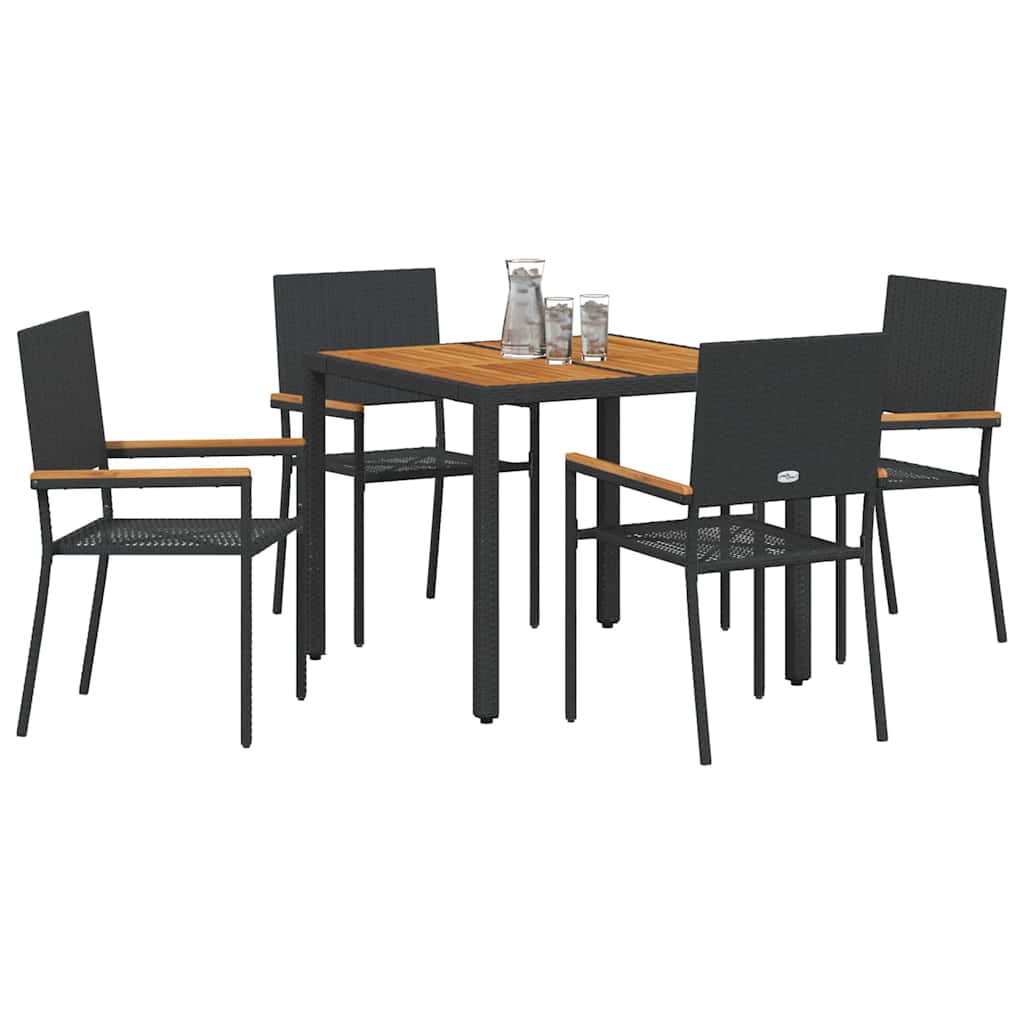 Garten Essgruppe 5 pcs Schwarz Poly-Rattan