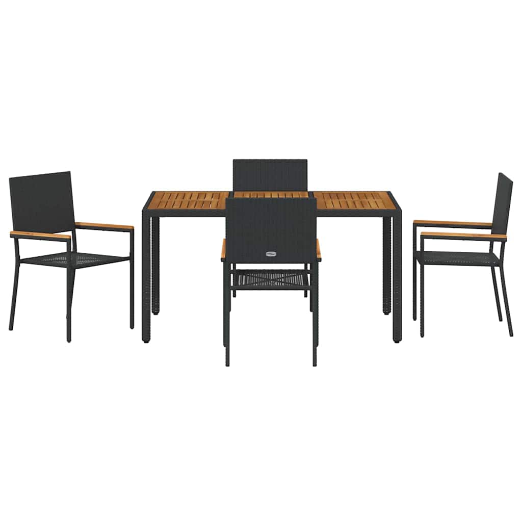 Garten Essgruppe 5 pcs Schwarz Poly-Rattan
