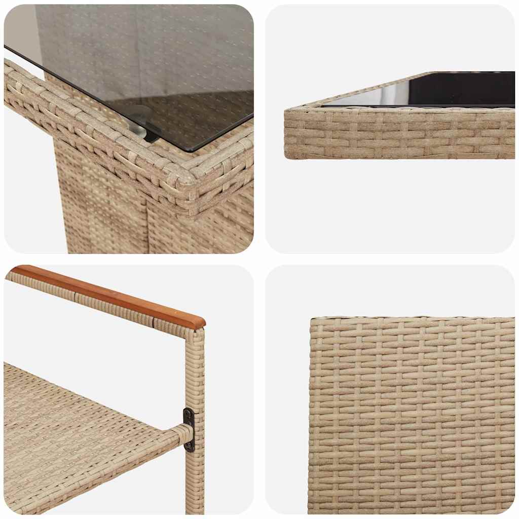 Garten Essgruppe 9 stk. Beige Poly-Rattan