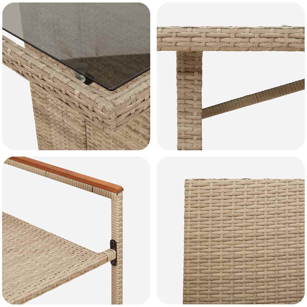 Garten Essgruppe 9 stk. Beige Poly-Rattan