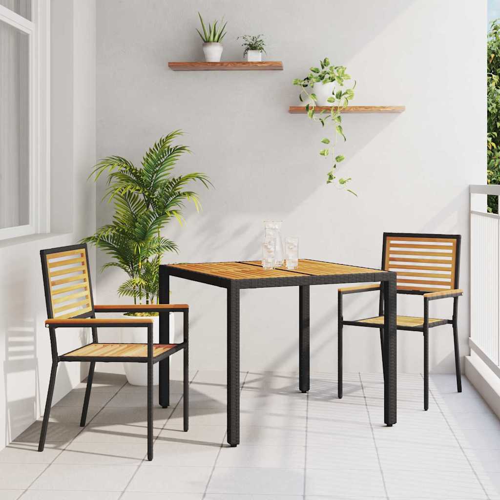 Garten Essgruppe 3 pcs Schwarz und Braun Poly-Rattan