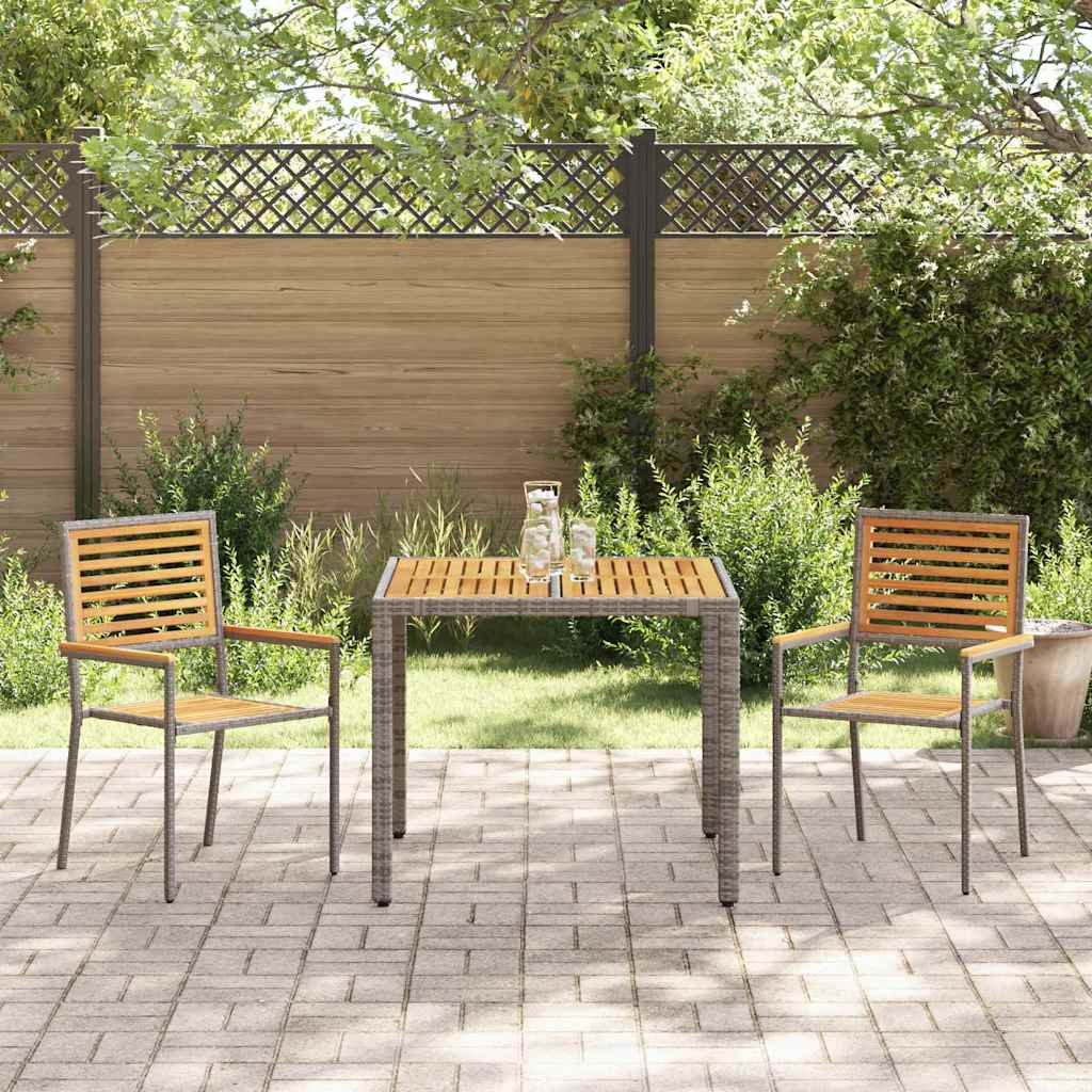 Garten Essgruppe 3 Stk. Grau und Braun Poly-Rattan