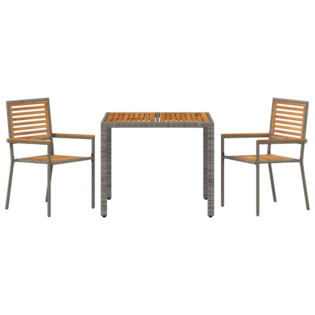 Garten Essgruppe 3 Stk. Grau und Braun Poly-Rattan