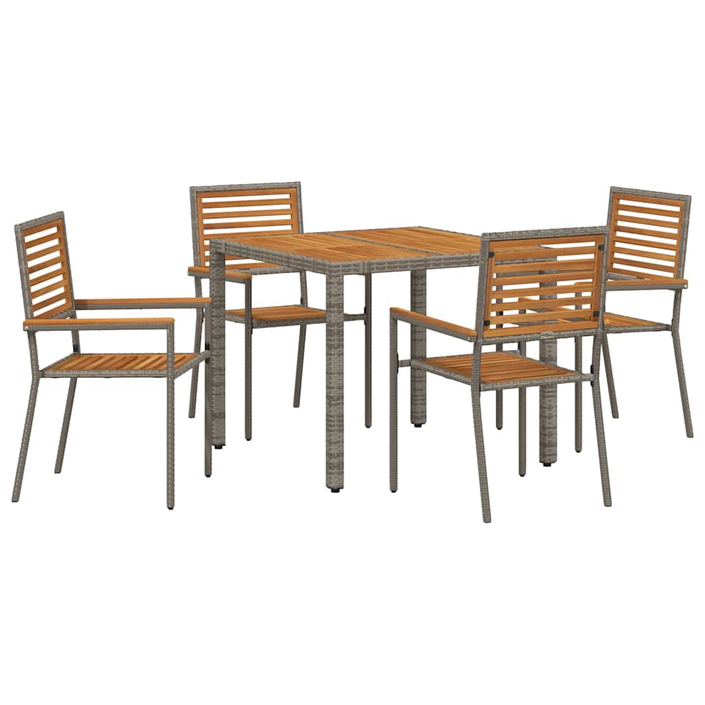 Garten Essgruppe 5 Stk. Grau und Braun Poly-Rattan