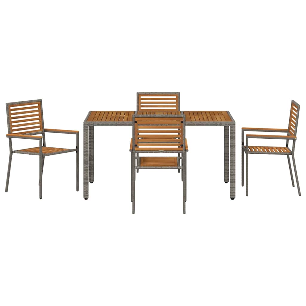 Garten Essgruppe 5 Stk. Grau und Braun Poly-Rattan