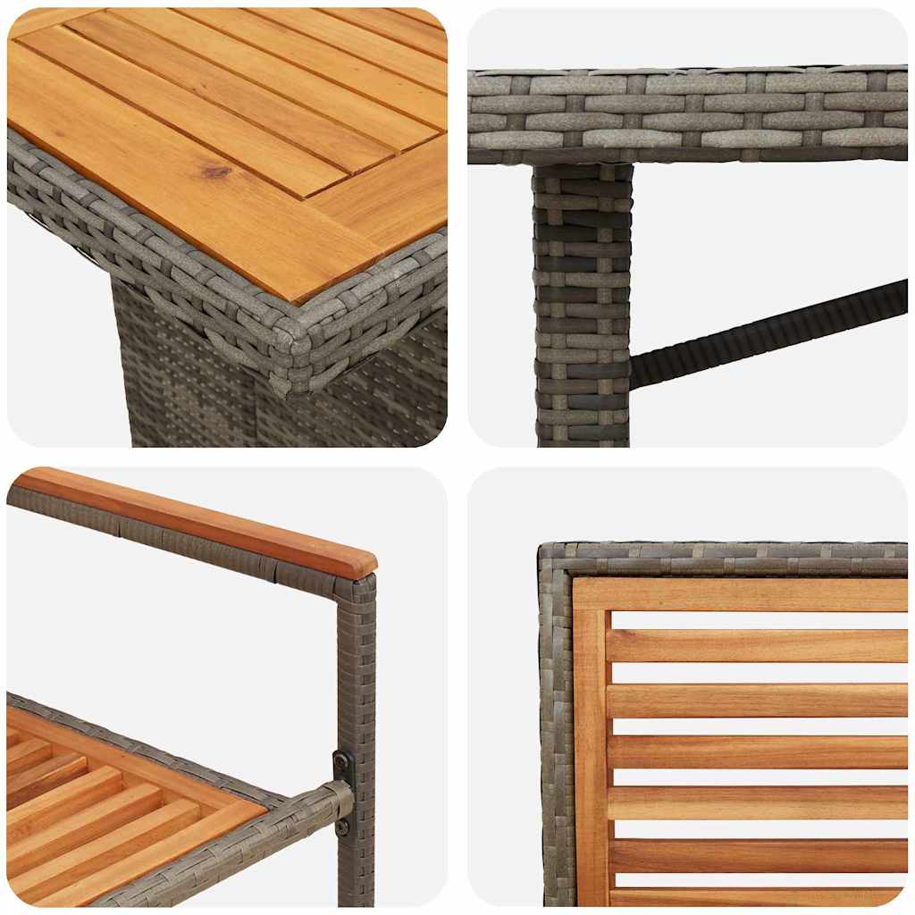 Garten Essgruppe 7 stk. Grau und Braun Poly-Rattan