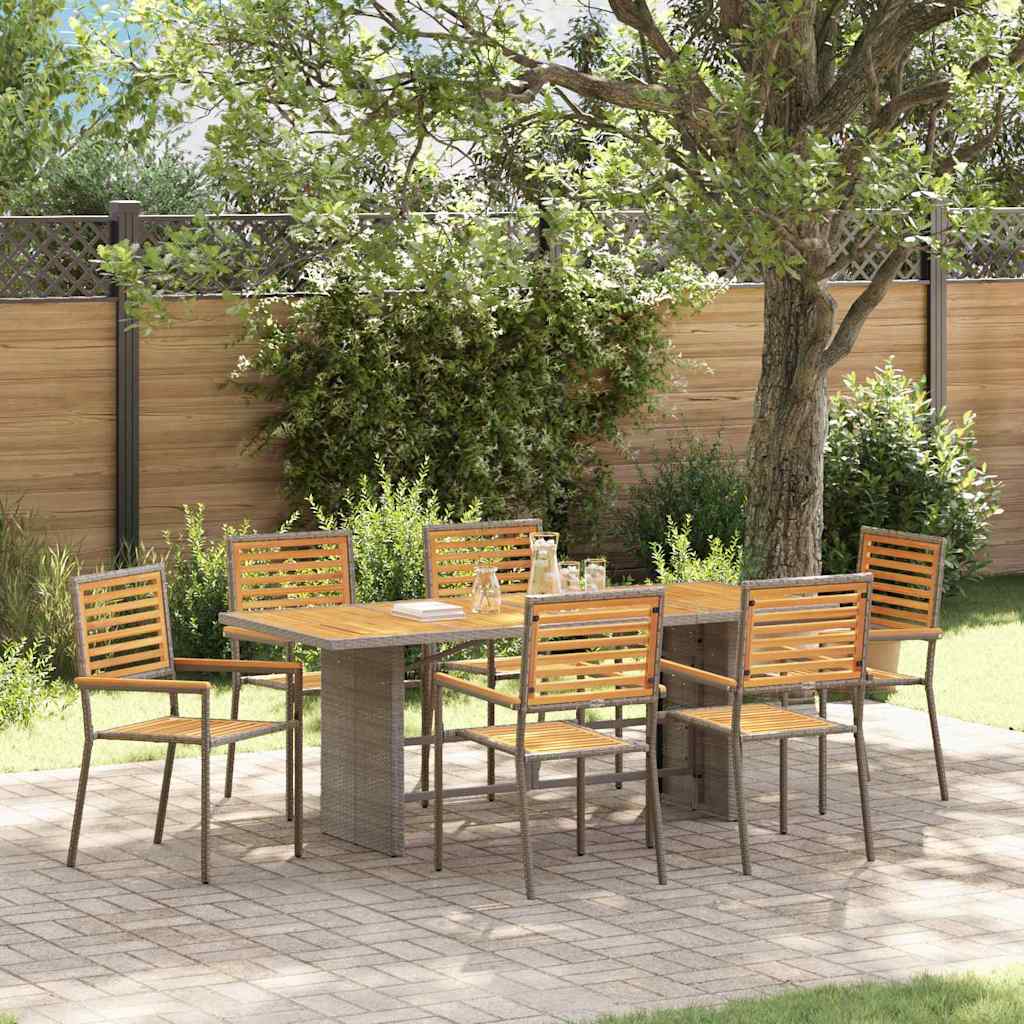 Garten Essgruppe 7 stk. Grau und Braun Poly-Rattan