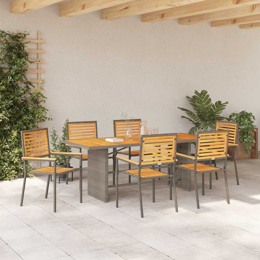 Garten Essgruppe 7 stk. Grau und Braun Poly-Rattan