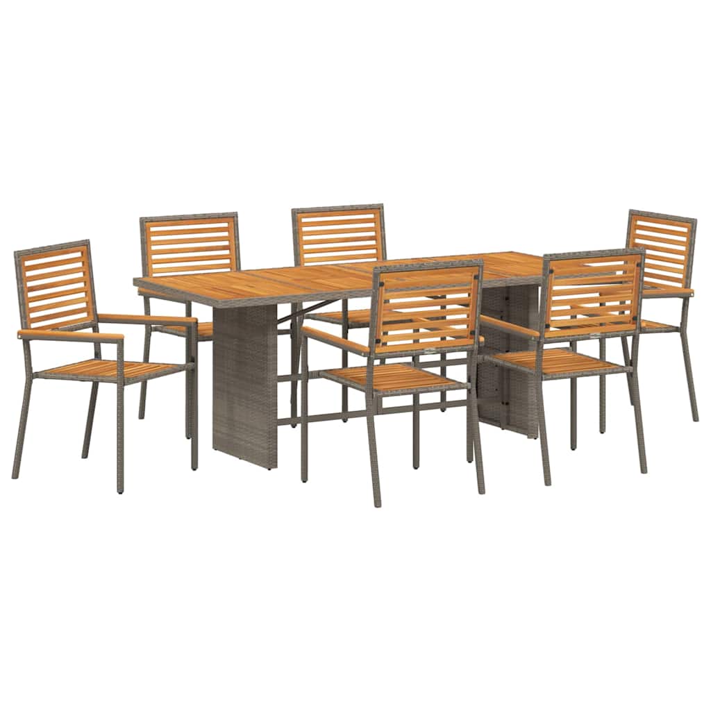 Garten Essgruppe 7 stk. Grau und Braun Poly-Rattan