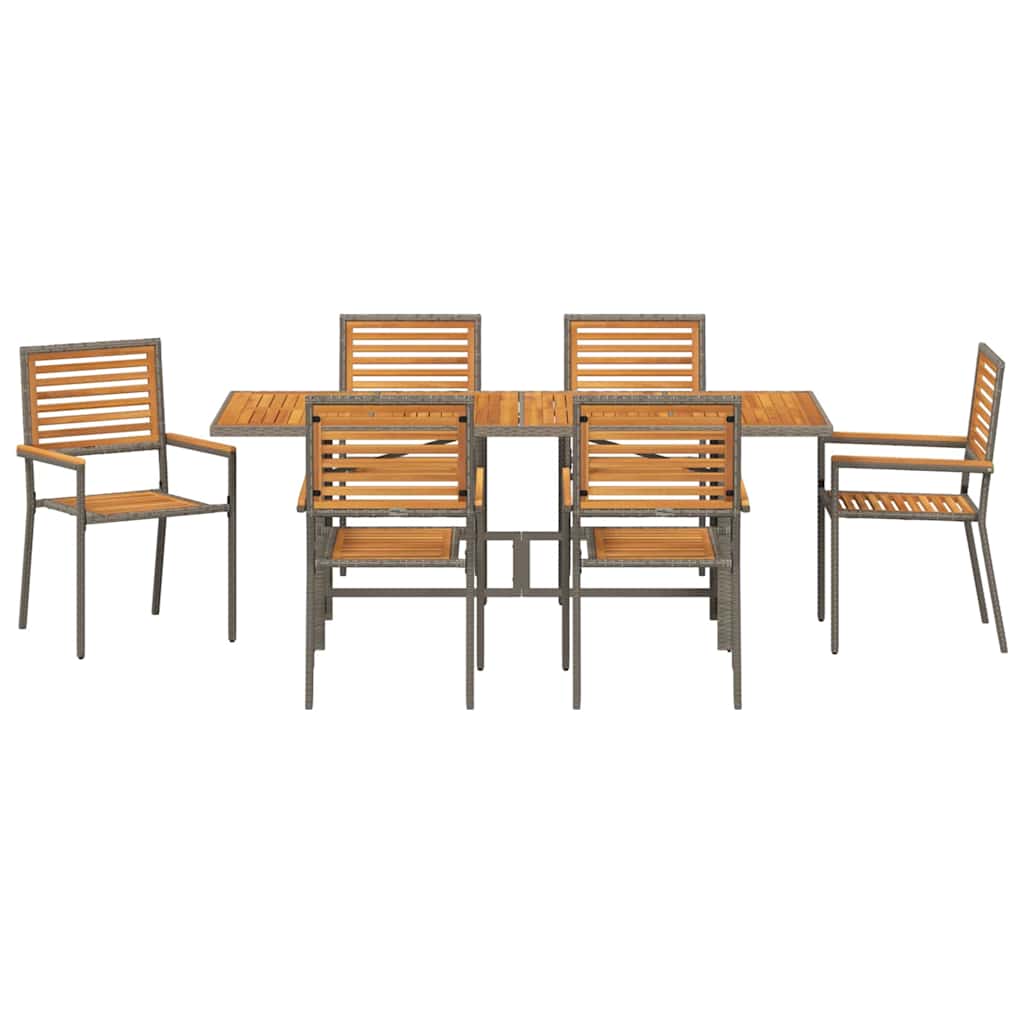 Garten Essgruppe 7 stk. Grau und Braun Poly-Rattan